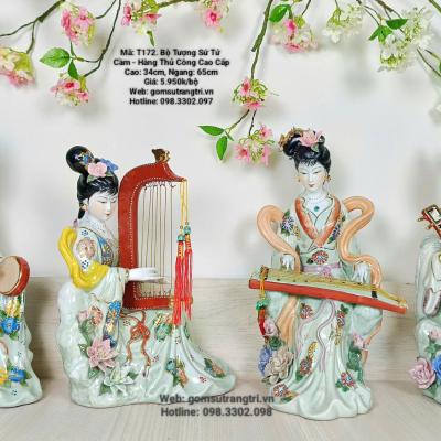 tượng sứ tứ cầm, tượng cô gái, tượng sứ giang tây trung quốc, tượng trung quốc